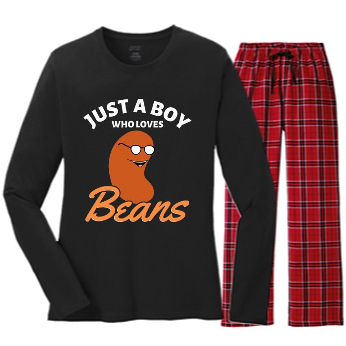 Just A Boy Who Loves Baked Beans Women's Long Sleeve Flannel Pajama Set 