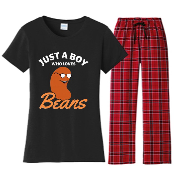 Just A Boy Who Loves Baked Beans Women's Flannel Pajama Set