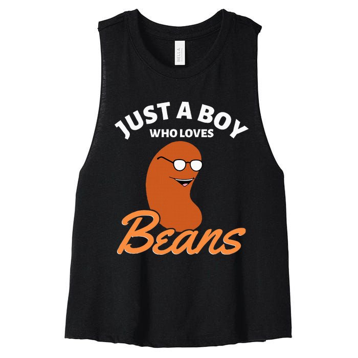 Just A Boy Who Loves Baked Beans Women's Racerback Cropped Tank