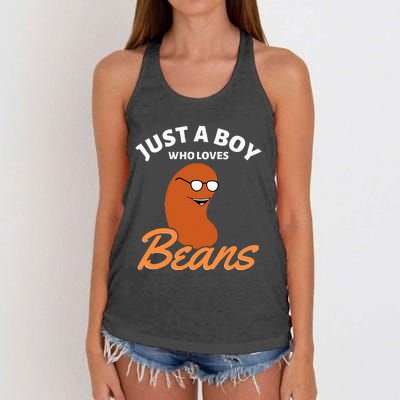 Just A Boy Who Loves Baked Beans Women's Knotted Racerback Tank