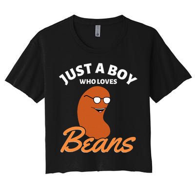 Just A Boy Who Loves Baked Beans Women's Crop Top Tee