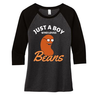 Just A Boy Who Loves Baked Beans Women's Tri-Blend 3/4-Sleeve Raglan Shirt