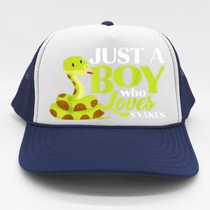 Just A Boy Who Loves Snakes Funny Gift For Snake Lover Trucker Hat