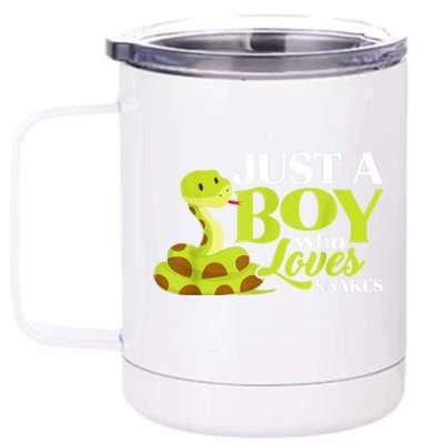 Just A Boy Who Loves Snakes Funny Gift For Snake Lover 12 oz Stainless Steel Tumbler Cup