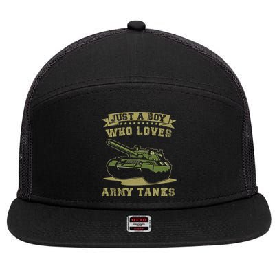 Just A Boy Who Loves Army Tanks Military WW2 Tanks 7 Panel Mesh Trucker Snapback Hat