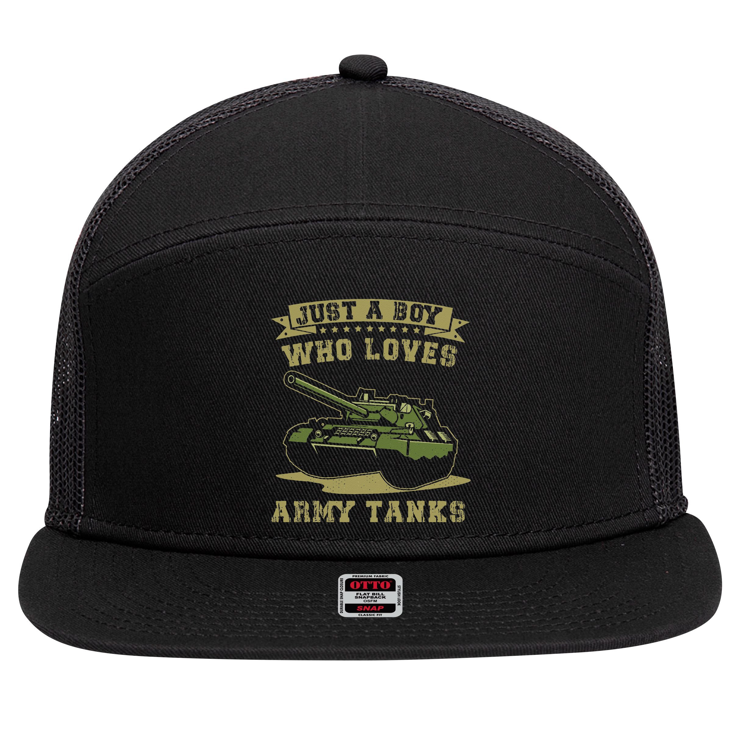 Just A Boy Who Loves Army Tanks Military WW2 Tanks 7 Panel Mesh Trucker Snapback Hat