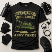 Just A Boy Who Loves Army Tanks Military WW2 Tanks Cooling Performance Crew T-Shirt