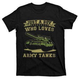 Just A Boy Who Loves Army Tanks Military WW2 Tanks T-Shirt