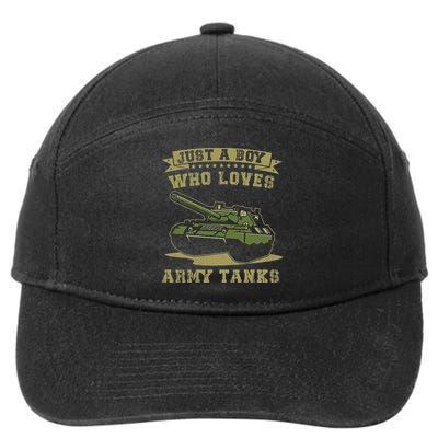 Just A Boy Who Loves Army Tanks Military WW2 Tanks 7-Panel Snapback Hat