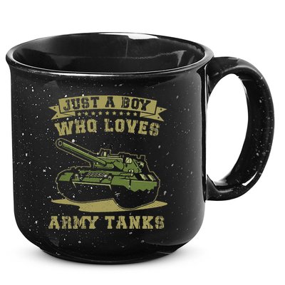 Just A Boy Who Loves Army Tanks Military WW2 Tanks 15oz Campfire Ceramic Mug