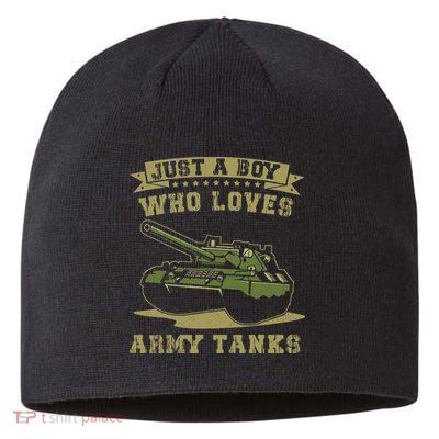 Just A Boy Who Loves Army Tanks Military WW2 Tanks Sustainable Beanie