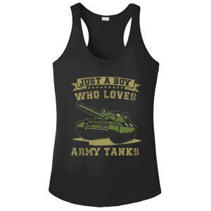 Just A Boy Who Loves Army Tanks Military WW2 Tanks Ladies PosiCharge Competitor Racerback Tank