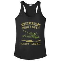 Just A Boy Who Loves Army Tanks Military WW2 Tanks Ladies PosiCharge Competitor Racerback Tank