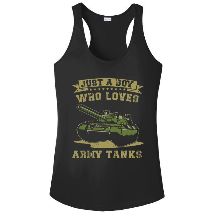 Just A Boy Who Loves Army Tanks Military WW2 Tanks Ladies PosiCharge Competitor Racerback Tank