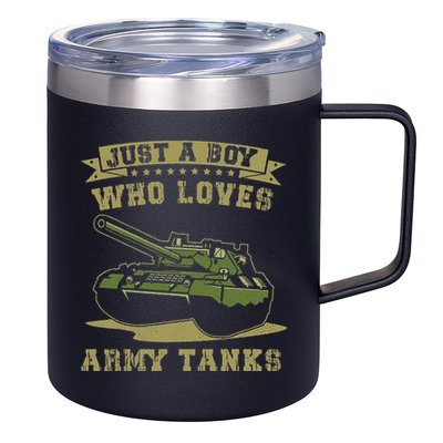 Just A Boy Who Loves Army Tanks Military WW2 Tanks 12oz Stainless Steel Coffee Mug