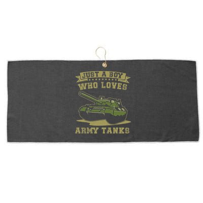 Just A Boy Who Loves Army Tanks Military WW2 Tanks Large Microfiber Waffle Golf Towel