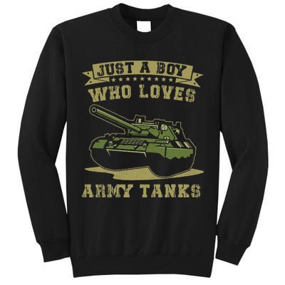 Just A Boy Who Loves Army Tanks Military WW2 Tanks Tall Sweatshirt