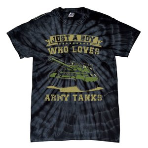 Just A Boy Who Loves Army Tanks Military WW2 Tanks Tie-Dye T-Shirt