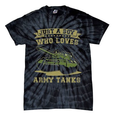 Just A Boy Who Loves Army Tanks Military WW2 Tanks Tie-Dye T-Shirt