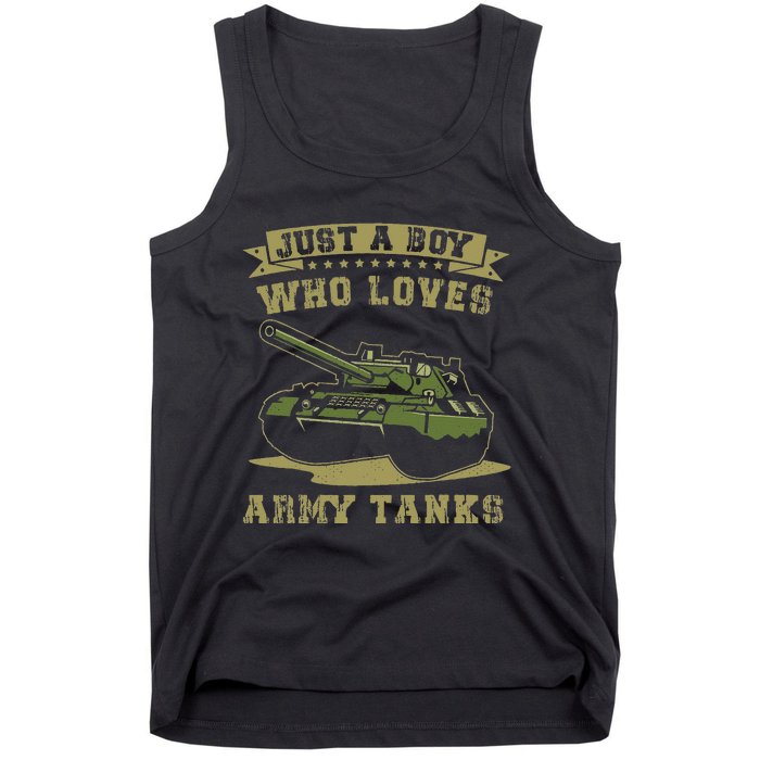 Just A Boy Who Loves Army Tanks Military WW2 Tanks Tank Top