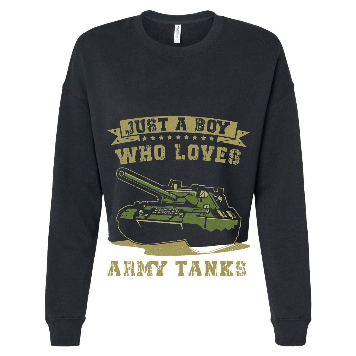 Just A Boy Who Loves Army Tanks Military WW2 Tanks Women's Crop Top Tee