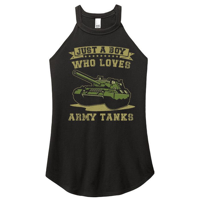 Just A Boy Who Loves Army Tanks Military WW2 Tanks Women's Perfect Tri Rocker Tank