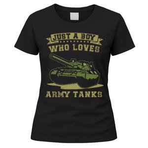 Just A Boy Who Loves Army Tanks Military WW2 Tanks Women's T-Shirt