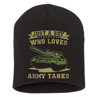 Just A Boy Who Loves Army Tanks Military WW2 Tanks Short Acrylic Beanie