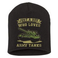 Just A Boy Who Loves Army Tanks Military WW2 Tanks Short Acrylic Beanie