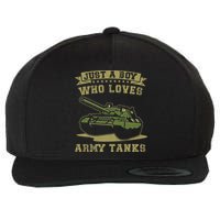 Just A Boy Who Loves Army Tanks Military WW2 Tanks Wool Snapback Cap