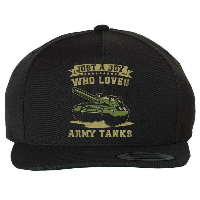 Just A Boy Who Loves Army Tanks Military WW2 Tanks Wool Snapback Cap