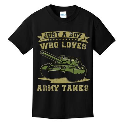 Just A Boy Who Loves Army Tanks Military WW2 Tanks Kids T-Shirt