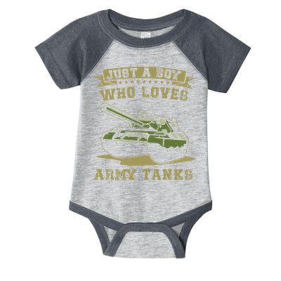 Just A Boy Who Loves Army Tanks Military WW2 Tanks Infant Baby Jersey Bodysuit