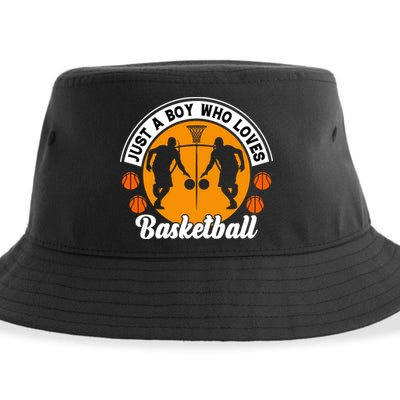 Just A Boy Who Loves Basketball For Team Sport Bball Sustainable Bucket Hat