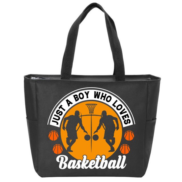 Just A Boy Who Loves Basketball For Team Sport Bball Zip Tote Bag