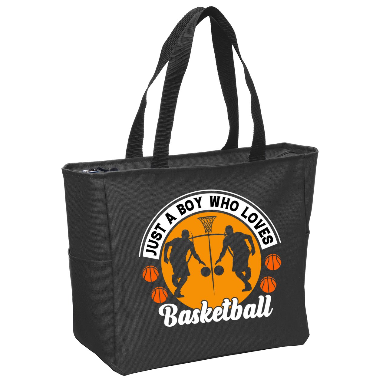Just A Boy Who Loves Basketball For Team Sport Bball Zip Tote Bag