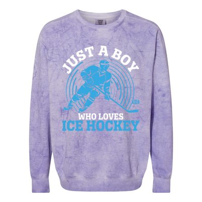 Just A Boy Who Loves Ice Hockey For Hockey Boy Colorblast Crewneck Sweatshirt