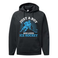 Just A Boy Who Loves Ice Hockey For Hockey Boy Performance Fleece Hoodie