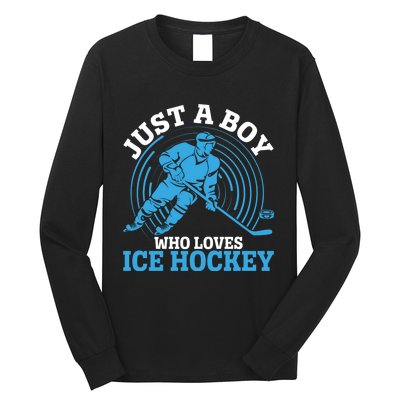 Just A Boy Who Loves Ice Hockey For Hockey Boy Long Sleeve Shirt