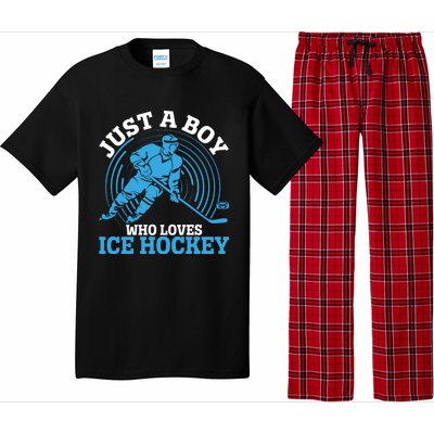 Just A Boy Who Loves Ice Hockey For Hockey Boy Pajama Set