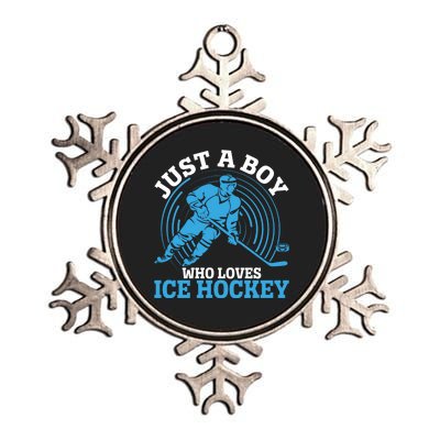 Just A Boy Who Loves Ice Hockey For Hockey Boy Metallic Star Ornament