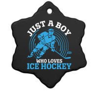 Just A Boy Who Loves Ice Hockey For Hockey Boy Ceramic Star Ornament