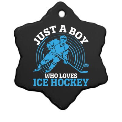 Just A Boy Who Loves Ice Hockey For Hockey Boy Ceramic Star Ornament