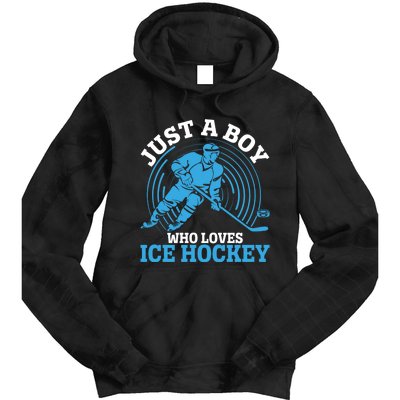 Just A Boy Who Loves Ice Hockey For Hockey Boy Tie Dye Hoodie