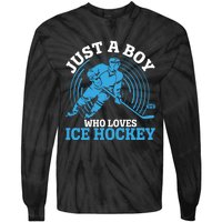 Just A Boy Who Loves Ice Hockey For Hockey Boy Tie-Dye Long Sleeve Shirt