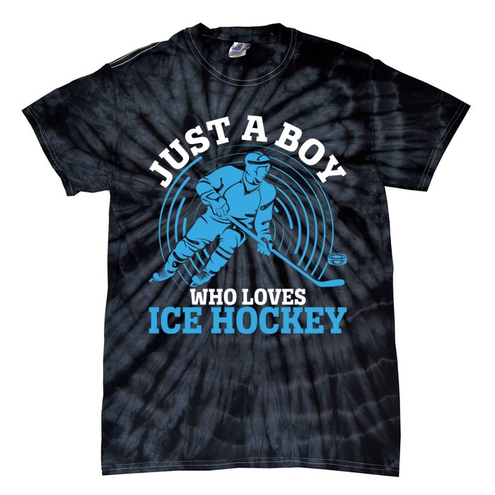 Just A Boy Who Loves Ice Hockey For Hockey Boy Tie-Dye T-Shirt