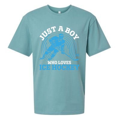 Just A Boy Who Loves Ice Hockey For Hockey Boy Sueded Cloud Jersey T-Shirt