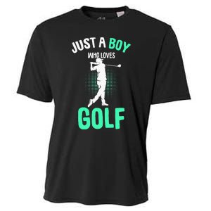 Just A Boy Who Loves Golf Club Golfer Golfing Cooling Performance Crew T-Shirt