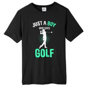 Just A Boy Who Loves Golf Club Golfer Golfing Tall Fusion ChromaSoft Performance T-Shirt