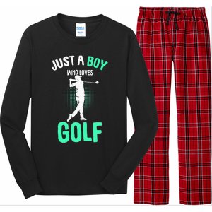 Just A Boy Who Loves Golf Club Golfer Golfing Long Sleeve Pajama Set